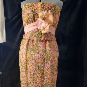 Vintage floral Romantic corsage sash spring dress